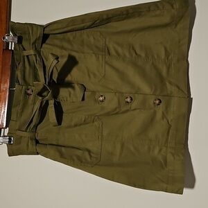 **NWT** LOFT Outlet Army Green Mini Skirt with Button Front, 8